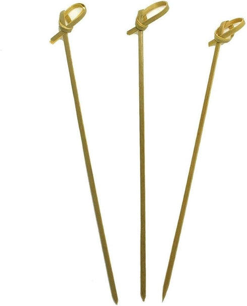 Gmark Bamboo Knot Skewers 6" 200 ct, Twisted Ends Bamboo Picks, Cocktail Picks GM1030