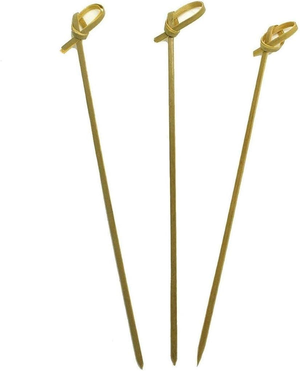Gmark Bamboo Knot Skewers 6" 200 ct, Twisted Ends Bamboo Picks, Cocktail Picks GM1030