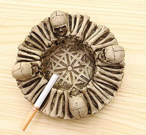 Skull Ashtray - Black Gothic Style - Windproof Polypropylene PP Material - 5.9 x 2.3 Inches
