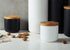 Ceramic Pure Color Sugar Bowl, Spice Jar Storage Pot with Wooden Lid