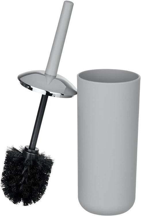 Brasil Toilet Brush with Holder - Plastic Toilet Bowl Cleaner Brush, Grey, Dimensions 3.9 x 3.9 x 14.6 in