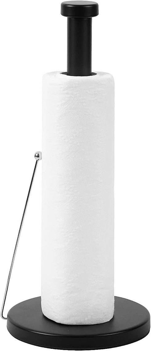 Paper Towel Holder, Countertop Stainless Steel Paper Towels Tabletop Standing for Kitchen Dinning Room -Black