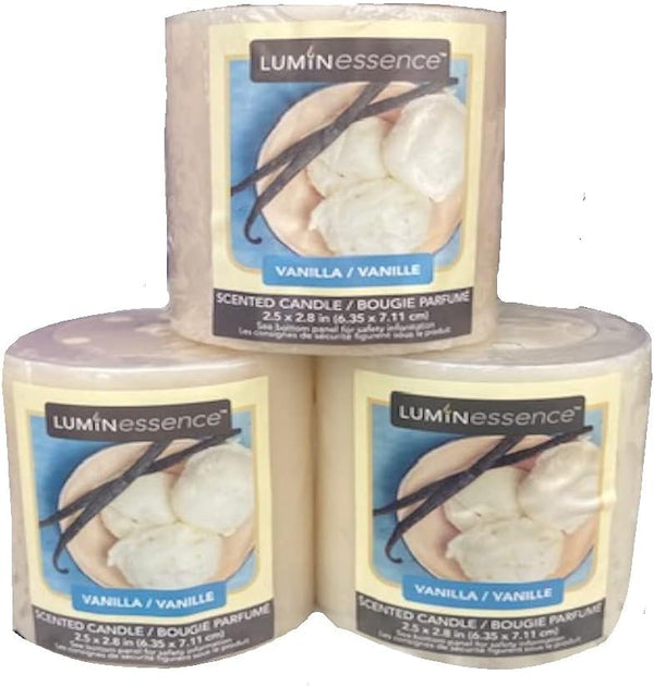 Luminessence Set of Three Vanilla Scented Pillar Candles - 2.5 in. x 2.8 in.
