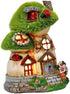 TERESA'S COLLECTIONS Mushroom Garden Statues with Outdoor Solar Light for Garden Decor, Green Flocked Decorations Resin