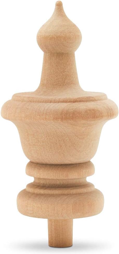 Woodpeckers Unfinished Wood Finials - 3-1/2 inch, Pack of 6 Large Craft Finials for Crafts