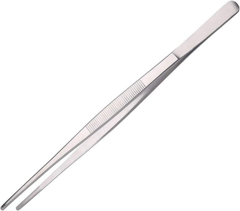 Long Kitchen Tweezers with Precision Serrated Tips, 8 Inches Stainless Steel Cooking Tweezers for Barbecue