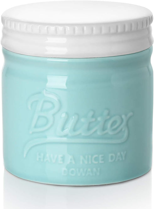 DOWAN Butter Crock, French Butter Dish for Spreadable Soft Butter, Ceramic Butter