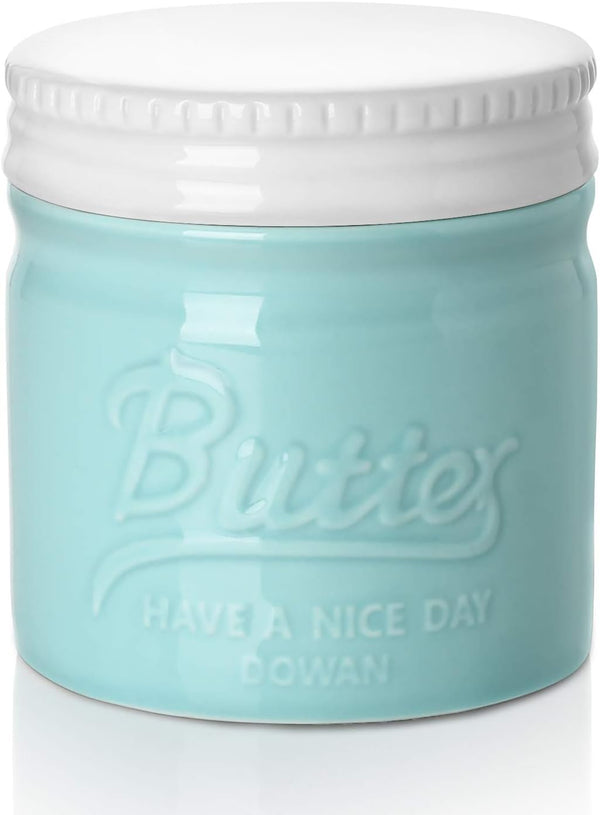 DOWAN Butter Crock, French Butter Dish for Spreadable Soft Butter, Ceramic Butter