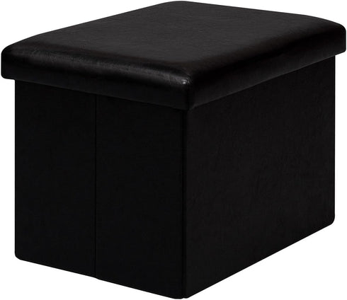 B FSOBEIIALEO Folding Storage Ottoman Cube Faux Leather Ottomans for Living Room,