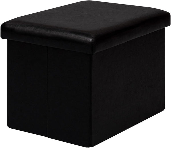 B FSOBEIIALEO Folding Storage Ottoman Cube Faux Leather Ottomans for Living Room,