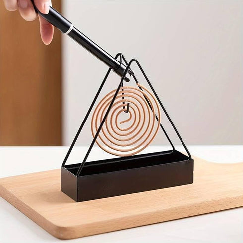 Designer Portable Iron Mosquito Coil Holder - 2 pcs Sets with Handle, Fireproof Material Incense Holder