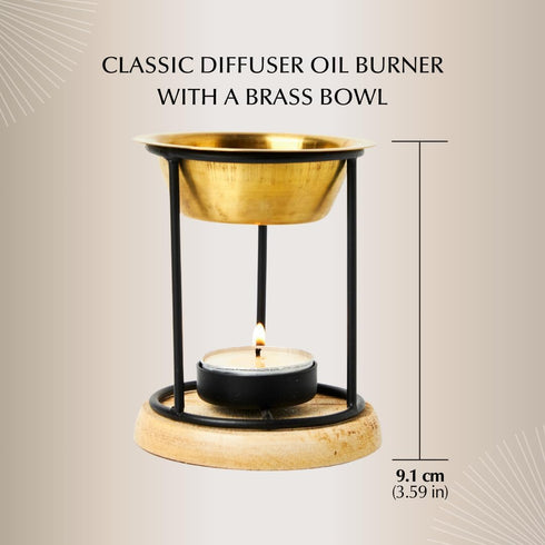 Dukhni Classic Essential Oil Burner | Brass Burner with Candle for Diffuser Oils | Relax with Home Aromatherapy
