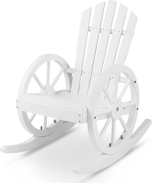 Outvita Adirondack Rocking Chair, Wood Wagon Rocker, Outdoor Wooden Carbonized Lounge Chairs