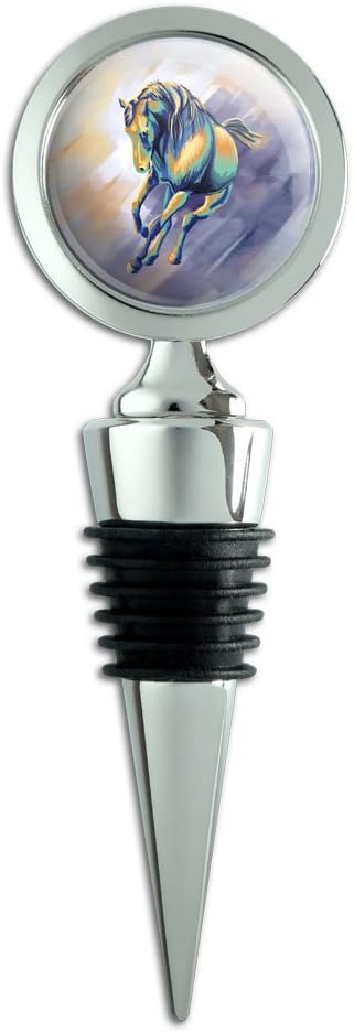 Horse Running Painting Cool Colors Wine Bottle Stopper by GRAPHICS & MORE
