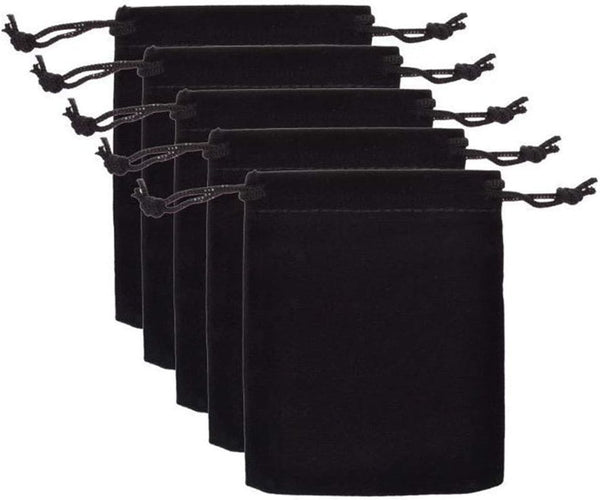Teensery 25 Pcs Velvet Cloth Drawstring Bags - Jewelry Pouches for Gift Packaging, 2 x 2.75 Inch (Black)