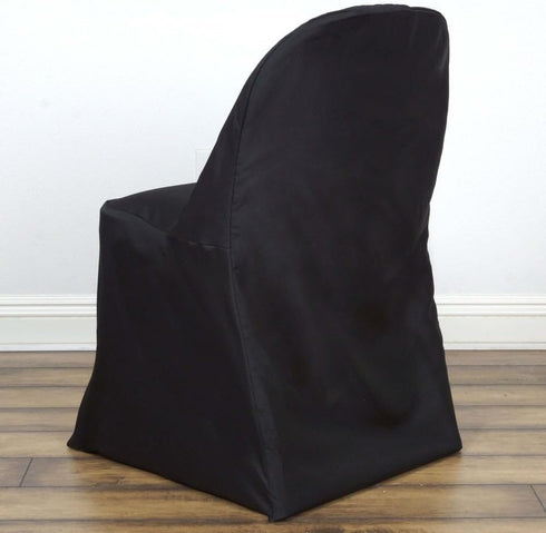 1 Set Efavormart Black Linen Polyester Folding Chair Covers for Dining Chairs Party Wedding Banquet Outdoor Event