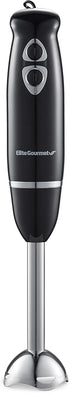 Elite Gourmet Immersion Hand Blender 500 Watts, 2 Speed Mixing, Stainless Steel Blades, Black