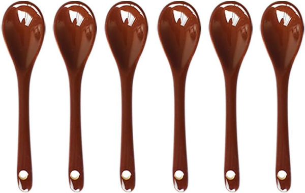 Pirhosigma 6 pcs Coffee Porcelain Egg Spoons Ceramic Spoons 4.7 inch Coffee Dessert