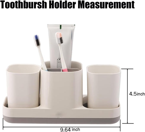 Toothbrush Holder and Toothpaste Dispenser, 2 Bathroom Cups Organizer for Vanity Countertop, Kids Decor