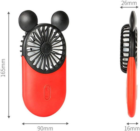 Cute Personal Mini Fan, Handheld & Portable USB Rechargeable Fan with Beautiful LED Light, 3 Adjustable Speeds, Portable Holder, for Indoor Or Outdoor Activities, Cute Mouse 2 Pack (Red+Pink) by DECVO