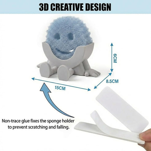 Generic 3D Countertop (1, Creative Hanging Sponge Holder with Drainage/Traceless Glue, Printing Funny Sponge Holders