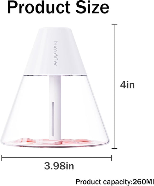 INVODA Mini Humidifiers, 260ml USB Personal Cool Mist Humidifier with Night Light, White