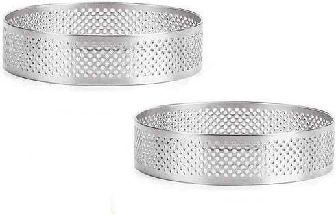 Tart Ring Stainless Steel Cake Mould, Kitchen Pastry Bakeware for Cookies, Bread Perforated Circle