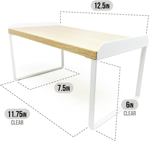 Mitus Counter, Counter, 12" Shelf Organizer and Storage, Tiered Wood Cabinet Rack for The Kitchen Bathroom Pantry