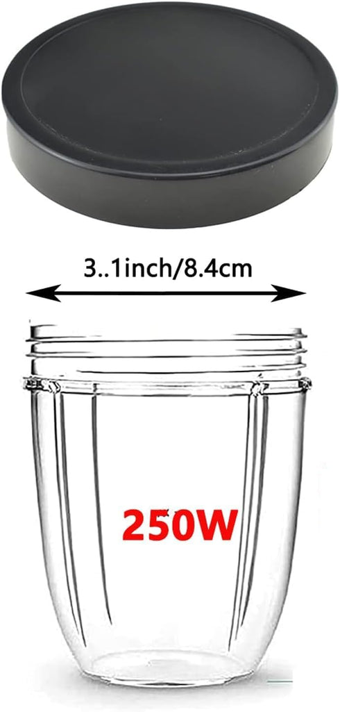 4PCS Flat Lids for Magic Bullet Blender, Replacement Parts Compatible with 250W Cups, Black Plastic Lid with 8oz Cup