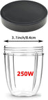 4PCS Flat Lids for Magic Bullet Blender, Replacement Parts Compatible with 250W Cups, Black Plastic Lid with 8oz Cup