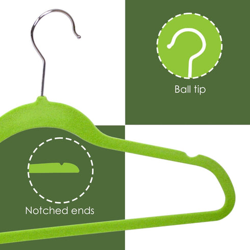10 PACK VELVET HANGER, GREEN