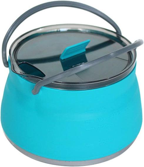 Folding Saucepan, Camp Cookware Hiking Silicone Folding Saucepan Water Kettle With Lid Cookware Travel Camping Pot(Blue) by HYUS