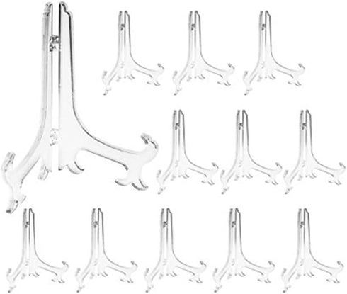 Artliving 5 Inch Clear Plastic Easels, Stand/Plate Holders for Displaying Pictures at Weddings, Home Decoration,