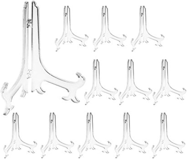 Artliving 5 Inch Clear Plastic Easels, Stand/Plate Holders for Displaying Pictures at Weddings, Home Decoration,