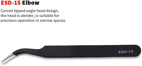 COMIART CREATE COLOR LIFE 2pcs Set Multi-function Anti-Static Stainless Steel Elbow and Straight Tweezer Cake Plier Tool