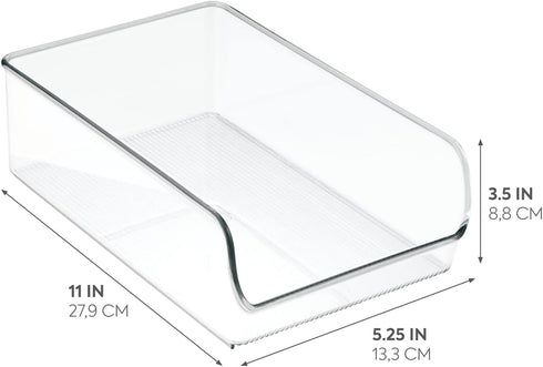 iDesign BPA-Free Plastic Freezer and Fridge Organization Bin, 11" x 7" x 3.5", Clear