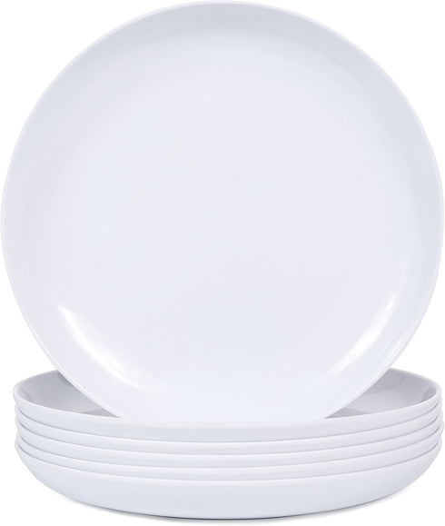 Webbylee Melamine Pasta Plates - 6pcs 10inch Dinnerware Dishes Set for Indoor