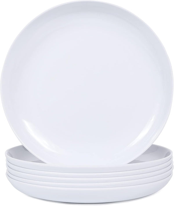 Webbylee Melamine Pasta Plates - 6pcs 10inch Dinnerware Dishes Set for Indoor