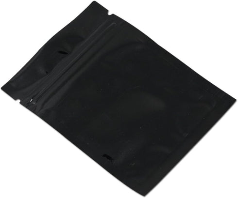 100 Pack Mylar Bags for Zip Reusable Small Aluminum Foil Lock Package Bag for Long Term Storage (Black, 2.3x3.1 inch)