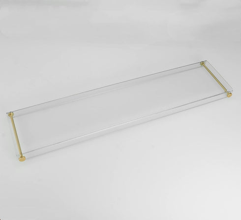 Beelee Bathtub Tray Clear Caddy Rack, Acrylic Tub Tray with Gold Rails for Book, Phone, Candle, Wine