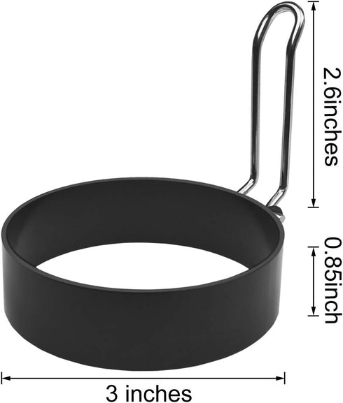 4 Pack Non Stick Stainless Steel Egg Maker, Cooking Rings Shaper for Pancakes and Sandwiches, Metal Handle