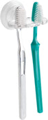 iDesign BPA-Free Plastic Bathroom Suction Toothbrush Holder, 2.75" x 2.25" x 2", Clear