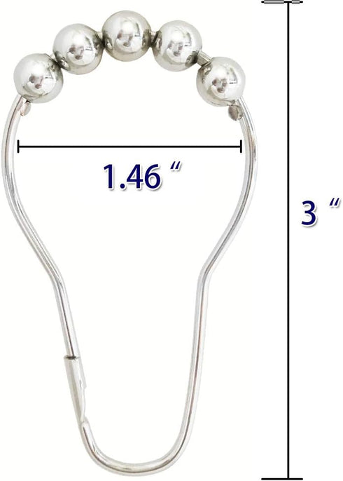 Shower Curtain Hooks Rings, 12PCS Chrome Stainless Steel Rust Resistant for Bathroom Decorations