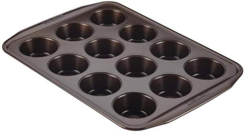 Circulon Nonstick Bakeware 12-Cup Muffin Tin, Brown, Steel