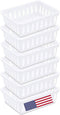 Tribello Mini Plastic Baskets, Pack of 6 White Drawer/Closet Storage Trays, Size 6 x 5 x 2, Made in USA
