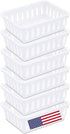 Tribello Mini Plastic Baskets, Pack of 6 White Drawer/Closet Storage Trays, Size 6 x 5 x 2, Made in USA