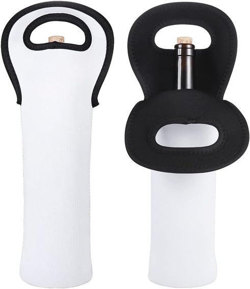 Sublimation Blanks Insulated Wine Bag, Portable Neoprene Wine Tote Holders, 2 Pack for Wine/Beer/Cans/Water