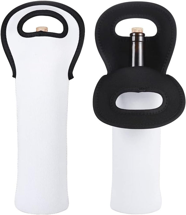 Sublimation Blanks Insulated Wine Bag, Portable Neoprene Wine Tote Holders, 2 Pack for Wine/Beer/Cans/Water