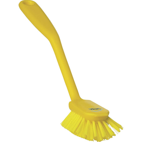 Vikan Yellow Dish Brush, Scraping Edge, Medium, 11", PP/PBT
