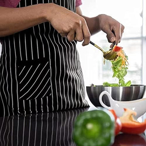 NLUS 2 Pack Kitchen Cooking Aprons, Adjustable Bib Soft Chef Apron with 3 Pockets for Men and Women (Umber/Black)